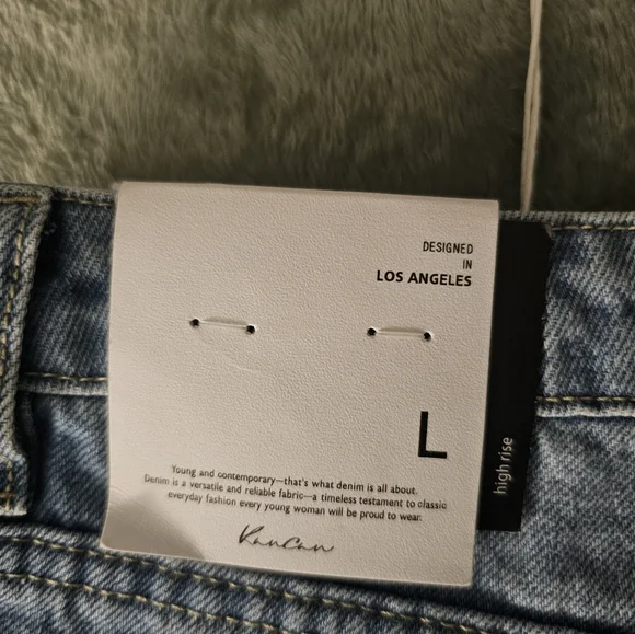 KanCan Light Blue Distressed Jean Shorts Size L - Picture 5 of 6